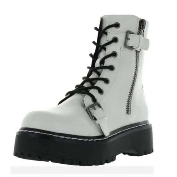 New Wild Pair White Combat Boots 9 NWOB - Picture 11 of 12